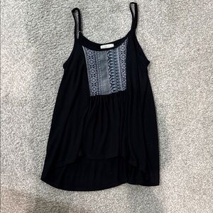 Altar'd State Black and Gray Embroidered Camisole High Low With Adjustable Strap